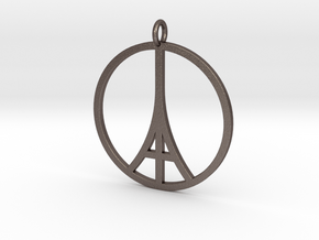 Paris Peace Pendant in Polished Bronzed Silver Steel
