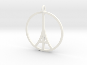 Paris Peace Pendant in White Processed Versatile Plastic