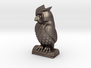 Owl statue  in Polished Bronzed Silver Steel