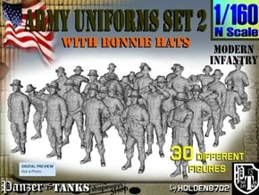 1-160 Army Modern Uniforms Set2 in Smooth Fine Detail Plastic