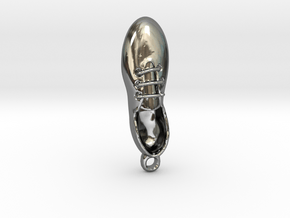 Tap Shoe Necklace Pendant in Fine Detail Polished Silver