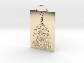 Eiffel Tower - Paris, France - Solidarity Pendant in 14k Gold Plated Brass