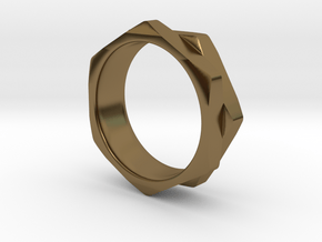 Double Hex Nut Ring in Polished Bronze