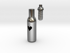 Message In A Bottle -Open Heart Version in Polished Silver