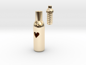 Message In A Bottle -Open Heart Version in 14k Gold Plated Brass