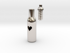 Message In A Bottle -Open Heart Version in Rhodium Plated Brass