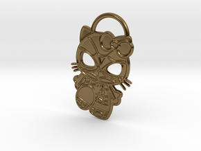 Hello Spider-Kitty Keychain in Polished Bronze