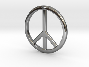 Peace Symbol in Fine Detail Polished Silver