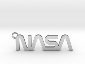 Nasa Keychain in Fine Detail Polished Silver