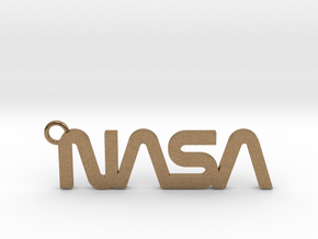 Nasa Keychain in Natural Brass