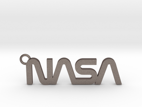 Nasa Keychain in Polished Bronzed Silver Steel