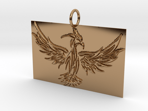 Square Phoenix Pendant in Polished Brass