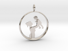 Mother & Son Pendant 1 -Motherhood Collection in Rhodium Plated Brass