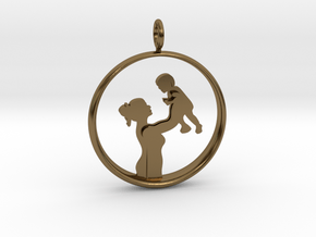 Mother & Son Pendant 1 -Motherhood Collection in Polished Bronze