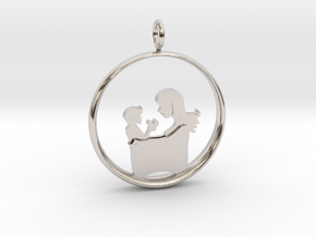 Mother & Son Pendant 3 -Motherhood Collection in Rhodium Plated Brass