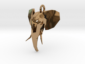 Elephant Head in Polished Brass