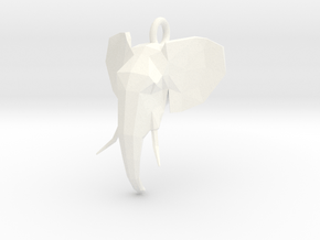 Elephant Head in White Processed Versatile Plastic