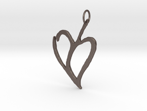 Heart 1 in Polished Bronzed Silver Steel