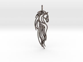 Rohan Horse Pendant in Polished Bronzed Silver Steel