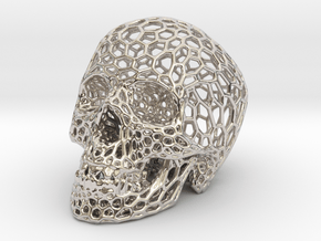 Human skull skeleton perforated sculpture in Platinum