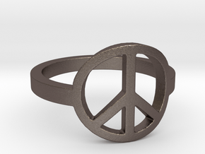 Peace Ring Size 5.5 in Polished Bronzed-Silver Steel: 5.5 / 50.25