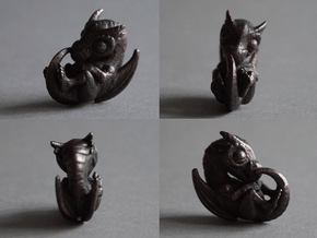 Dragon Baby Talisman in Polished and Bronzed Black Steel