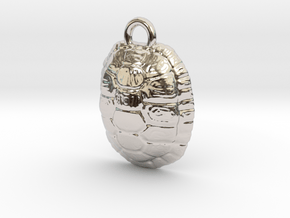 Turtle Shell Pendant Version 2 in Rhodium Plated Brass