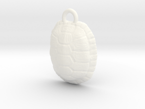 Turtle Shell Pendant Version 2 in White Processed Versatile Plastic