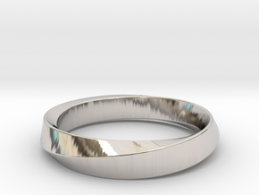 iRiffle Mobius Narrow Ring I (Size 5) in Rhodium Plated Brass