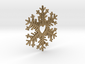 Snow heart in Polished Gold Steel