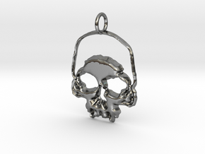 Skull Light Pendant in Fine Detail Polished Silver