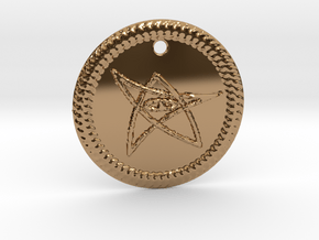 Elder Sign Pendant Alfa small in Polished Brass
