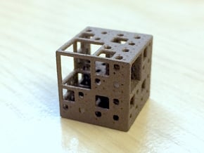 NewMenger - small fractal sculpture in Polished Bronze Steel