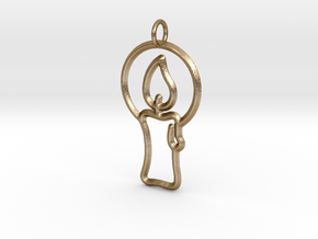 Christmas Candle Pendant in Polished Gold Steel