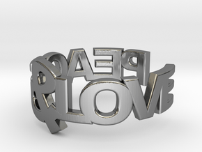 Peace&Love ring Size7 in Fine Detail Polished Silver