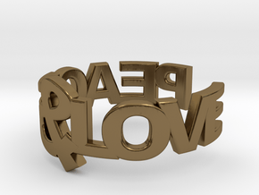 Peace&Love ring Size7 in Polished Bronze