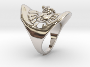 Jaws ring in Rhodium Plated Brass