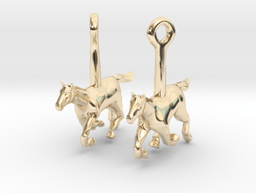 Horse (without Jockey) Earrings in 14K Yellow Gold