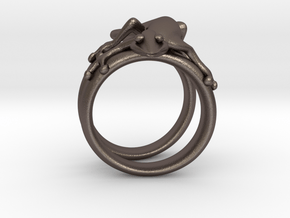 Gekko Ring in Polished Bronzed Silver Steel