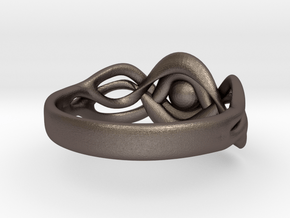Curvy Ring in Polished Bronzed Silver Steel