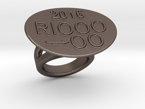 Rio 2016 Ring 17 - Italian Size 17 in Polished Bronzed Silver Steel
