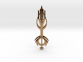 Key Sword Necklace Pendant in Polished Brass