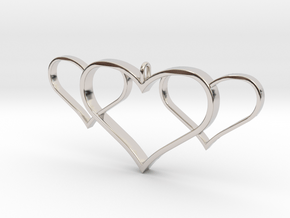 3 Heart Pendant in Rhodium Plated Brass