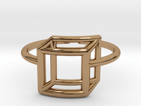 Adjustable 3D Flat Square Ring Size 6 in Polished Brass