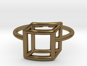 Adjustable 3D Flat Square Ring Size 6 in Polished Bronze