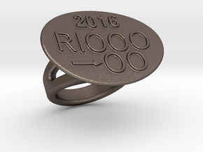 Rio 2016 Ring 18 - Italian Size 18 in Polished Bronzed Silver Steel
