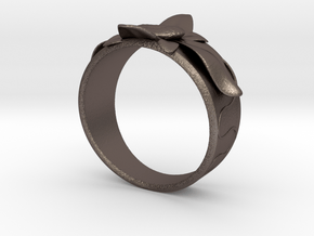 Flower Ring no.10 in Polished Bronzed Silver Steel