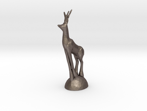 Christmas Deer in Polished Bronzed Silver Steel