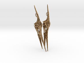 Pteranodon Skull Earring Pair in Natural Brass