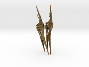 Pteranodon Skull Earring Pair in Natural Bronze